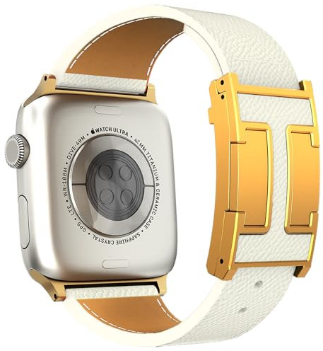 Cinturino magnetico in pelle compatibile con Apple Watch Ultra 49 mm, 46 mm, 45 mm, 44 mm, 42 mm, 41 mm, 40 mm, 38 mm, cinturino di ricambio per donne e uomini, iWatch Serie 9/8/7/6/5/4/3/2/1/SE/Ultra