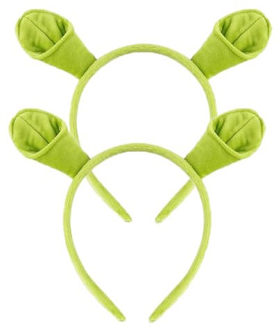Myqiqi 2 Stück Grüne Ohren Stirnband Set, Oger Kostüm Zubehör Monster Stirnbänder, für Halloween, Cosplay, Verkleidung Weihnachtsfeier