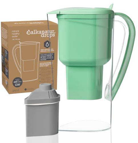 Wasserfilter Kanne Grün 1,4 L Zeolithfilter für Leitungswasser Ohne BPA
