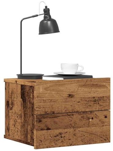 THOYTOUI Wand Nachttisch 2er Set Altholz-Optik 40x32x30 cm, Nachtkästchen Nachtisch Nachtschrank Nachttisch hängend Verwendbar für Wohnheim Wohnung Hotel Gästezimmer