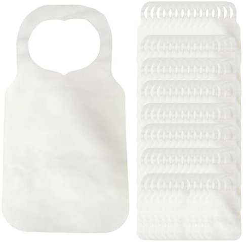 WIYETY 100 Stück Einweg-Lätzchen für Erwachsene, Ess-Schürze, Lätzchen für Erwachsene, EinwegschürzenErwachsene, für ErwachseneSenioren oder Kinder(Weiß)