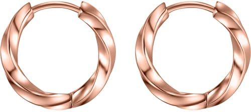 day.berlin kleine Creolen Elo, 17mm gedreht 2,5mm stark, 18K vergoldet | Leichte Damen Ohrringe aus 316L Edelstahl, nickelfrei und wasserfest