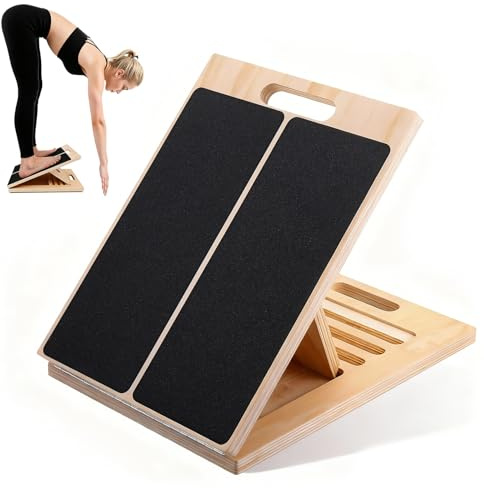 Wadendehner aus Holz, Professionelle Stretch and Mobility Board | Rutschfeste Schrägbrett mit 5 verstellbaren Winkeln, Robustes Balance Board in Holz mit Tragegriff für Zuhause, Fitnessstudio