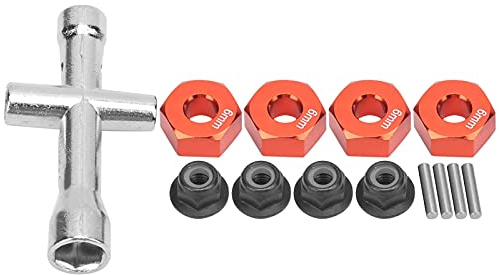 12-mm-Rad-Sechskant-Nabenadapter, 6 mm dick, M4-Flansch-Kontermuttern, Kreuzschlüssel-Set für 1/10 RC-Car (Red)