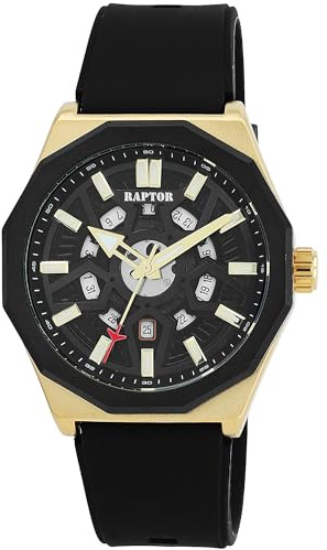 Raptor Damen Armbanduhr Analog in Schwarz, Gesamtlänge 23.5 cm, Silikonarmband – 3 ATM