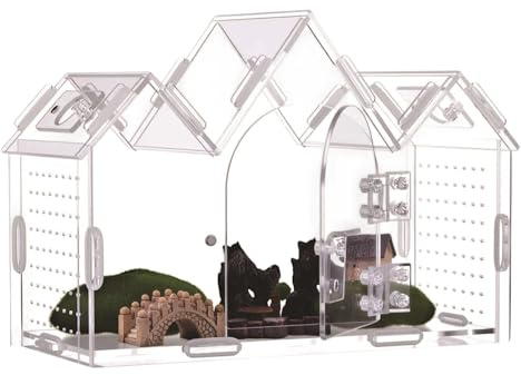 Recintos de arañas Terrario de Acrílico Transparente con Puertas Magnéticas | Acrílica para Araña Saltadora para Reptil, Mantis, Gecko, Serpiente, , Tortuga, Rana,