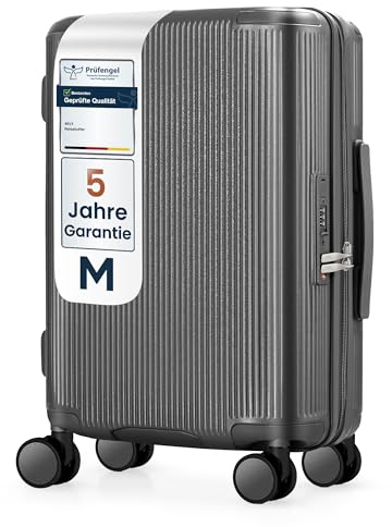 4FLY Leichter Premium Hartschalen-Handgepäckkoffer M – 57×36×22 cm (36L), Kabinenkoffer mit TSA-Schloss, USB-A/C Ladeanschluss, 4 Spinner-Rollen, Alu-Teleskopgriff, erfüllt Airlines Vorgaben