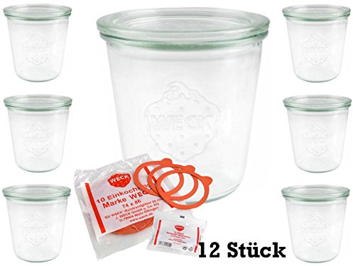 12 Weckgläser 290 ml hoch Sturzglas KOMPLETT Sturzgläser WECK Gläser 1/5 Liter 1/4 Liter Einweckgläser Einkochgläser Einmachgläser
