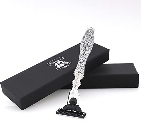 Haryali London Shaving Razor - 3 Edge Shaving Blade Shaving Razor - Elegant and Antique Design Razors for Shaving - Silver Color Shaving Razors Men and Women