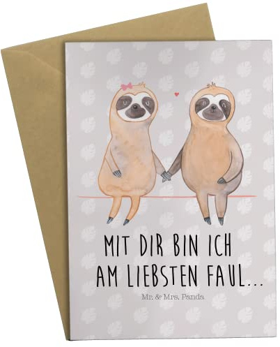 Mr. & Mrs. Panda Grußkarte Faultier Pärchen - Geschenk, Liebe, verliebt, Papa, Karte, Faultiere, Frau, Abitur, Weihnachten, Oma