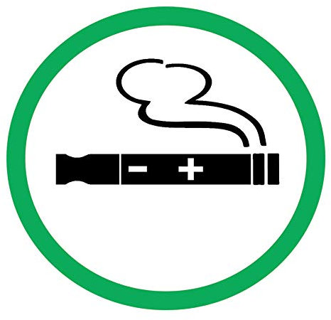 2 x Electronic Cigarettes Allowed - Pictogram - Info Sign Removable Self Adhesive Waterproof Durable Vinyl Label Sticker 150mm x 150mm