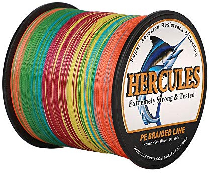 HERCULES, Lenza da pesca intrecciata super resistente a 4 fili da 2,7 kg a 45,4 kg per acqua salata, 100 m/300 m/500 m/1000 m, diam# 0,08 mm - 0,55 mm, alta qualità