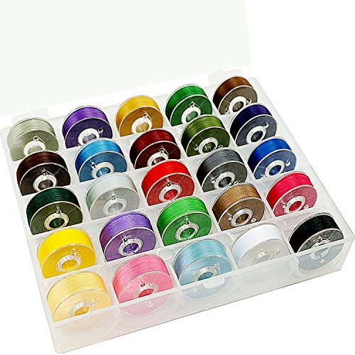New brothread 25pcs Typ L Größe (SA155) Sortierte Farben Vorgewickelten Spulen Unterfaden Kunststoffseite für Spezifiziert Stickerei und Nähmaschinen - 60wt