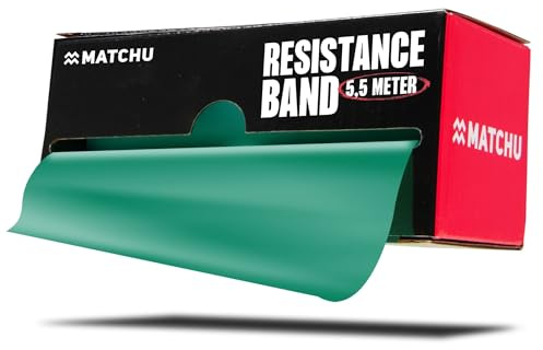 Matchu Sports | Widerstandsbänder | Resistance Bands | 100% Latex | Abschneidbar | 5.5M, 25M oder 45M | Extra leicht bis extra schwer | (Grün - Mittel (5-6 KG), 5,5 M)