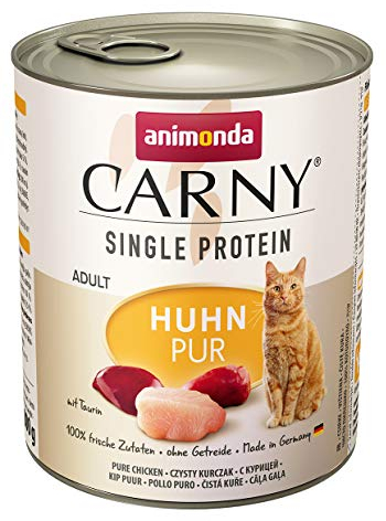 animonda Carny Adult Single Protein Huhn pur (6 x 800 g), Katzennassfutter mit nur einer Proteinquelle, Nassfutter für ausgewachsene Katzen, Katzenfutter ohne Getreide und Zucker