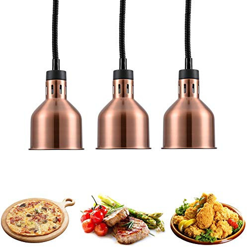 Aprilhp Lebensmittel Wärmelampe Warmhalte Lampe Buffetlampe Speisenwärmer für Kueche Buffets, Professionelle Wärmelampen mit 250W Infrarot-Glühbirne, Einstellbare Länge: 75-165cmRed Copper