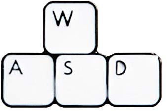 WASD Anstecknadel, Gaming-Tastatur, Emaille, Computer, Gamer, Jeansjacke, Anstecknadel, Anstecknadel, Weiß