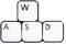WASD Anstecknadel, Gaming-Tastatur, Emaille, Computer, Gamer, Jeansjacke, Anstecknadel, Anstecknadel, Weiß