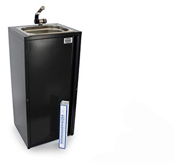 Mobiles Handwaschbecken 10Liter Tank + Heizstab 75W + Fußtaster Waschbecken Marktstand Verkaufsstand Food Truck Marktstand Kirmes schwarz (ad-ideen)