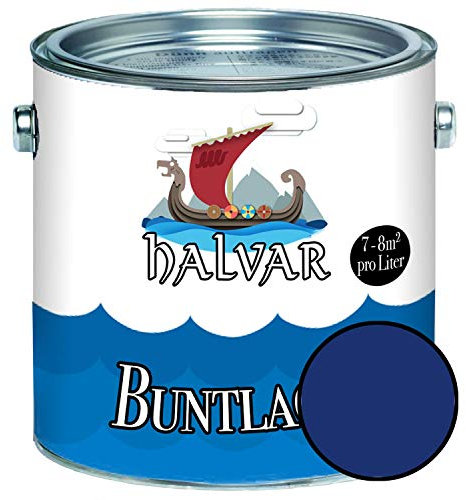 Halvar Buntlack für Holz & Metall GLÄNZEND Blau RAL 5000-5024 Holzfarbe Holzlack Innen & Außen robuster Kunstharzlack Wetterbeständig & perfekter Langzeitschutz (20 L, RAL 5010 Enzianblau)