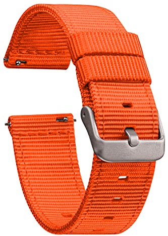 GadgetWraps 19 mm Nylon Uhrenarmband mit Schnellspannstiften - Kompatibel mit Letscom, Letsfit, Tissot - 19 mm Nylon Uhrenarmband (Pure Orange, 19 mm)