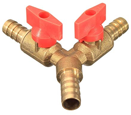 Pilang Zxxin-Accesorios de tuberia 3/8 10 mm Latón Y 3-Way Shut Off Llave esférica, for Manguera de Combustible de Gas de la Abrazadera