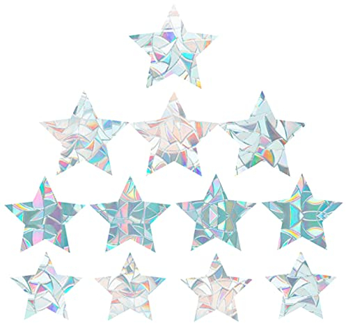 GORGECRAFT 12 Pz Arcobaleno Finestra Si Aggrappa 3D Pellicola Decorativa per Finestra Stile Stella A Cinque Punte Adesivi Anti-Collisione Finestra Porta Finestra Aderenza Statica