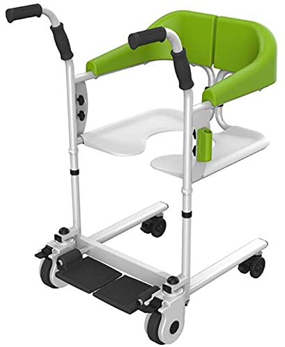 YNITJH Patienten Transfer Lift Dusche Stuhl,Adjustable Lifting Bath Mobile Commode Rollstuhl,Behinderten Transferlift,mit Weicher Sitz,Bettpfanne,für Pflegeheim-Rehabilitation,BasicEdition-Green