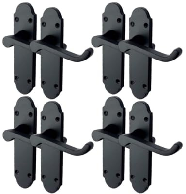 Haven Heritage Matt Black Epsom Internal Door Handles Back Plate Size 170mm x 42mm Sold as 4 x Pairs