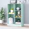 IOTXY Niedriges Bücherregal mit offenem Regal, Holz, 3-stöckig, Standvitrine, Organizer mit Sockel, kurzes horizontales Bücherregal mit 5 Würfeln, Tiffany-Grün