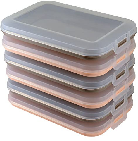 Engelland 6er Set Aufschnitt-Dosen mit integrierter Servierplatte, Frischhaltedose, Aufbewahrungsbox, Lebensmittelbehälter, Aufschnitt-Box, stapelbar, BPA-frei, Küchenbedarf, Kunststoff, Bunt