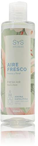 Aroma Lampara Catalitica 250ml Aire Fresco de SYS Aromas. Notas Frescas y mediterráneas. Aroma a Limpio con toques Suaves, para Usar en lámpara catalítica del hogar.