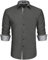 HISDERN Grey Dress Shirt Formal Long Sleeve Button Down Brown Houndstooth Plaid Work Fashion Smart Floral Collar Regular Fit Dark Gray Shirt M