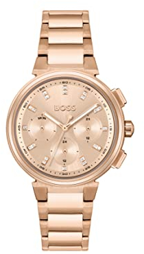 Boss Montre Analogique Multifunction à Quartz pour Femme Collection One avec Bracelet en Acier Inoxydable Couleur Or Rose Clair - 1502678