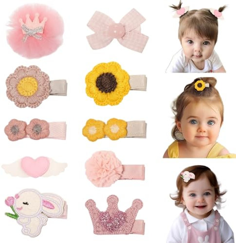 LYXOTO 10 Stück Baby haarspangen Baby Mädchen Haarschleife Krokodilklemmen Samt Haarspangen Haarschmuck für kleine Mädchen Kleinkinder Teenager Kinder (Bunt 3)
