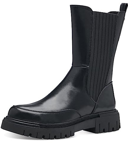MARCO TOZZI Damen Chelsea Boots aus Kunstleder Plateau, Schwarz (Black), 38