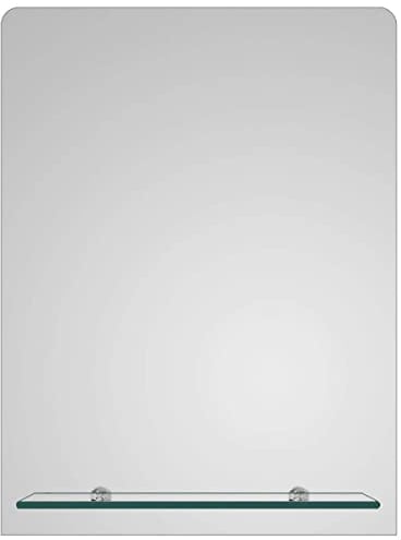 Nuto Rectangle Bathroom Mirror Includes Glass Shelf Portrait Vanity Make Up Shaving Mirror - 450mm x 600mm