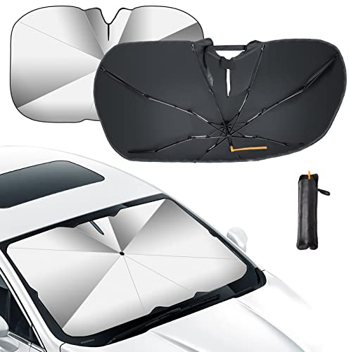 Oziral Auto Frontscheiben Sonnenschutz Front-Sonnenschutz UV-Schutz für Auto Faltbarer Frontscheiben Sonnenschutz Regenschirm Schutz mit Auto 128 * 65cm