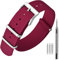 ANNEFIT Nylon Uhrenarmbänder 18mm mit Edelstahl Metall Schließe, Sport Atmungsaktive Ersatzarmband (Rot)
