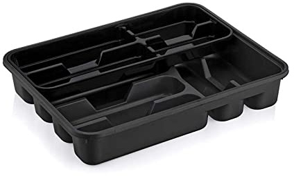 Besteckkasten für Schublade Doppelt Besteckorganizer Schwarz Michelino