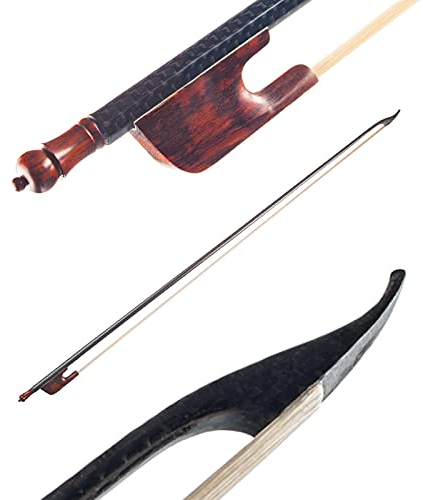 Bogen,KOCAN 4/4 Violine Geigenbogen Barock Stil Kohlefaser Furnier Rundstab Ebenholz Weiß Rosshaar Gut Ausbalanciert,Geigenbogen aus Kohlefaser