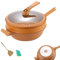 YODAOLI Non-stick Clay Wok with Steamer Basket, Multifunctional Pottery Clay Non-stick Micro Pressure Pot - 32cm/12.6inch (1Pcs)