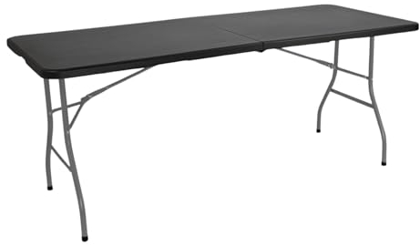 THINIA HOME Mesa Catering Plegable Portátil Rectangular 180 cm Multiusos: Camping, Eventos en Espacios Exteriores o Interiores | Resina y Patas Acero | 4-6 Personas y Carga de 150kg