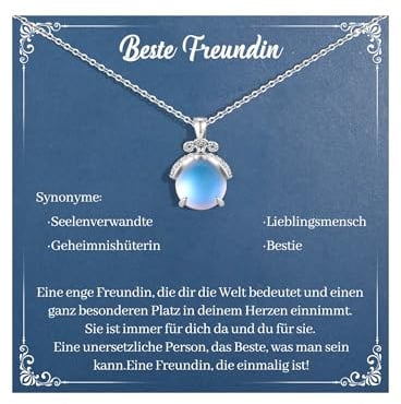 CheersLife Beste Freundin Geschenke, An Meine Beste Freundin Halskette | Mondlicht Kette Geschenke für Freundin zum Geburtstag Abschluss Einschulung Weihnachten