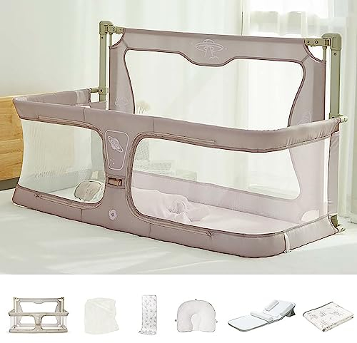 3-in-1-Baby-Stubenwagen-Nachtbett, Baby-Nachtbettbett, im Bett, komplettes Zubehör, mit Netzbetteinlage, Bettaufsatz für Baby zum gemeinsamen Schlafen