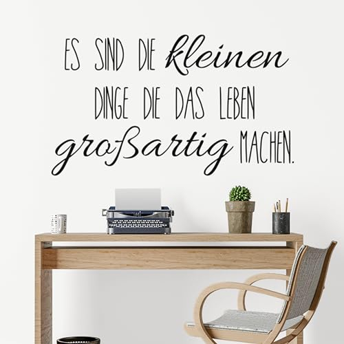Klebekönig Wandtattoo - kleinen Dinge - schöne Zitat Sprüche Wandaufkleber Sprüche Wandsticker für Schlafzimmer Wanddeko Wohnzimmer Flur Esszimmer in vielen Farben