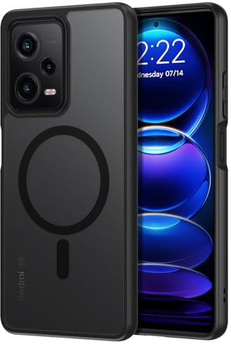 DOMAVER Xiaomi Redmi Note 12 Pro 5G Hülle, Handyhülle Xiaomi Redmi Note 12 Pro Case kompatible mit MagSafe, Matt Transparente Material, Ultra Dünne Rundumschutz Schutzhülle, Schwarz