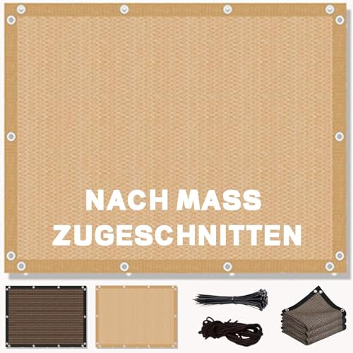 Sonnensegel Terrasse 1x3M Premium HDPE Atmungsaktiv Quadrat, Sonnenschutz Markise inkl Seil, 95% UV-Schutz Reißfest Wetterfest, für Patio-Carport im Freien Beige