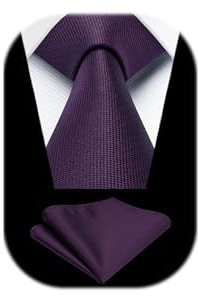 Enlision Cravatta Uomo Viola Scuro Elegante Cravatta Fazzoletti Set Formale Matrimonio Affari Cravatte