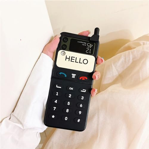 Handyhüllen für Samsung Galaxy Z Flip 5 4 3 5G 3D-Antenne Game Boy Luxus-Hartplastikrahmen Silikonhülle für Samsung Z Flip3, Rückseite Hallo DGD, für Samsung Z Flip 5
